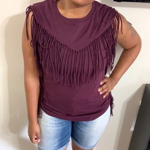 ❤️/ Rampage Maroon/Plum Fringe Tank - Sz Medium